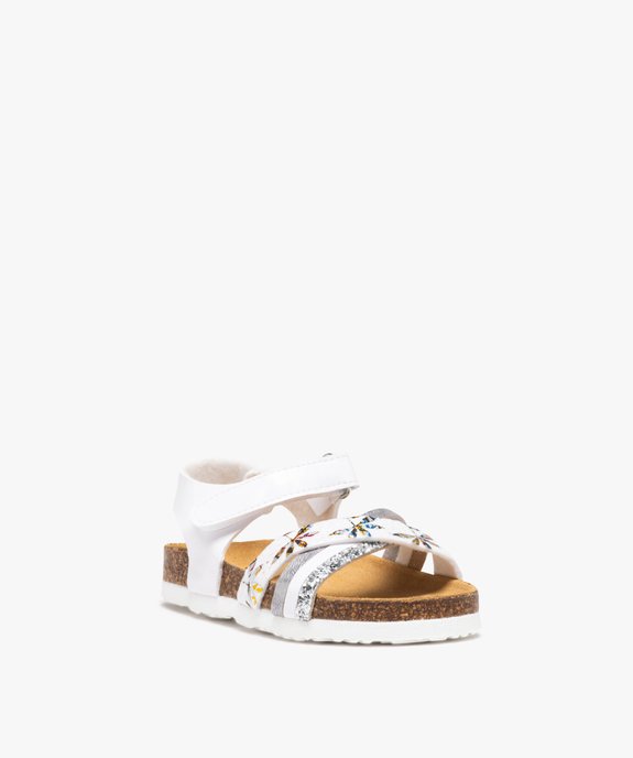 Sandales fille à motifs et à brides contrastées à paillettes   vue2 - GEMO 4G FILLE - GEMO