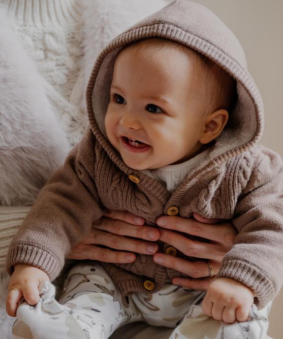 Gilet à capuche en maille torsadée doublé sherpa bébé garçon vue4 - GEMO(BB COUCHE) - GEMO
