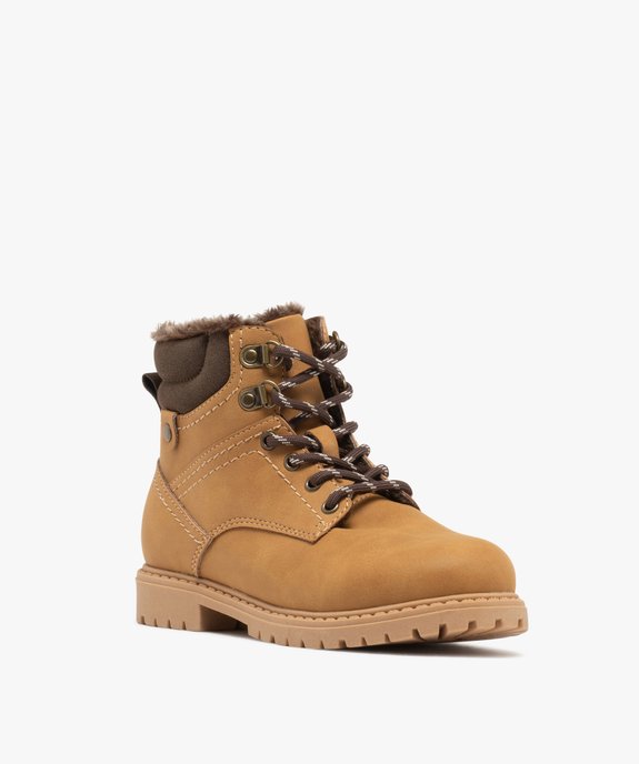 Boots garçon fourrées avec col matelassé à lacets bicolores et à zip vue3 - BUGGY - GEMO