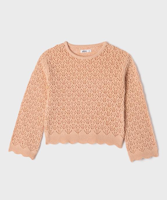 Pull en maille ajourée avec finitions dentelées fille vue2 - GEMO (ENFANT) - GEMO