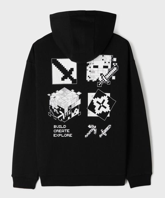Sweat à capuche avec motif poitrine et dos garçon - Minecraft vue4 - MINECRAFT - GEMO