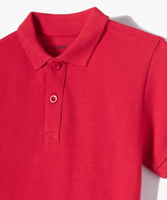 Polo à manches courtes uni en maille piquée garçon 100% coton biologique vue2 - GEMO (ENFANT) - GEMO