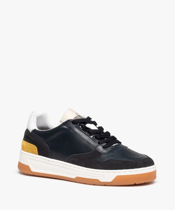 Baskets homme dessus cuir à semelle contrastante – Tanéo vue2 - TANEO - GEMO
