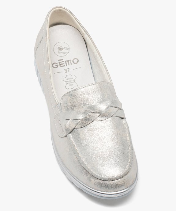 Mocassins femme en cuir uni métallisé à semelle crantée vue5 - GEMO (CONFORT) - GEMO