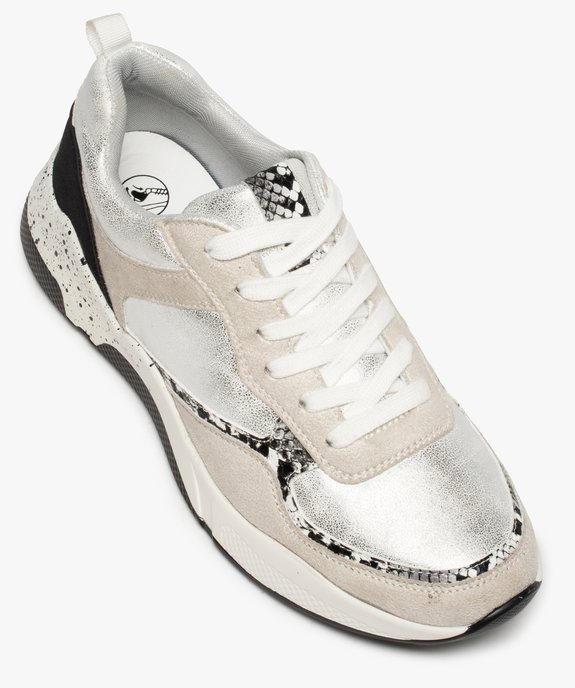 Baskets femme multimatières à détails métallisés vue5 - GEMO (SPORTSWR) - GEMO