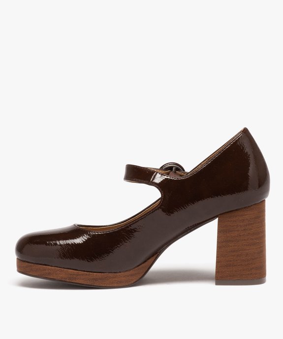 Escarpin verni à plateforme avec bride femme vue3 - GEMO(URBAIN) - GEMO