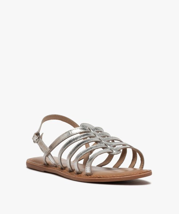 Sandales femme spartiates en cuir spécial pied large vue2 - GEMO (CASUAL) - GEMO