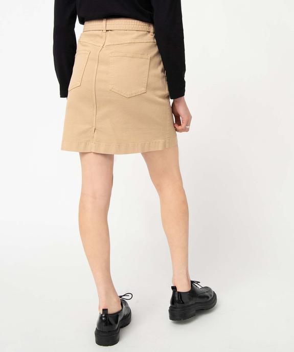 Jupe femme en toile de coton extensible avec ceinture  vue3 - GEMO 4G FEMME - GEMO