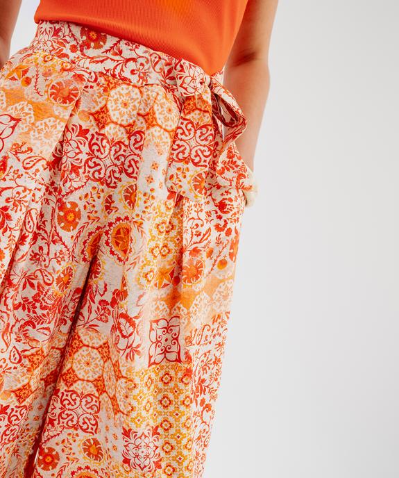 Pantalon ample en viscose texturée et fluide femme vue2 - GEMO 4G FEMME - GEMO