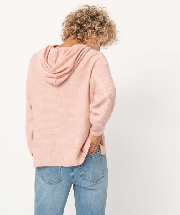 Pull femme à capuche en maille fantaisie vue3 - GEMO(FEMME PAP) - GEMO