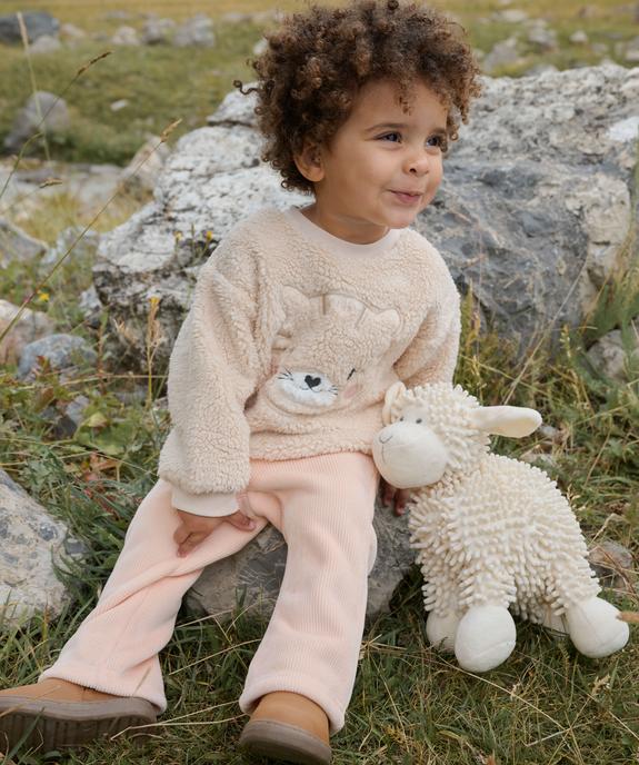 Pantalon en maille côtelée à doublure fourrure imitation bébé fille vue2 - GEMO(BEBE DEBT) - GEMO