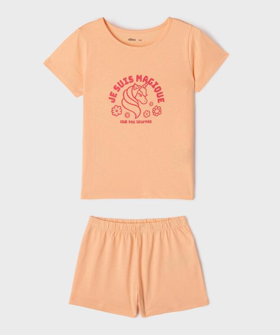 Pyjashort en jersey de coton imprimé fille vue1 - GEMO (ENFANT) - GEMO