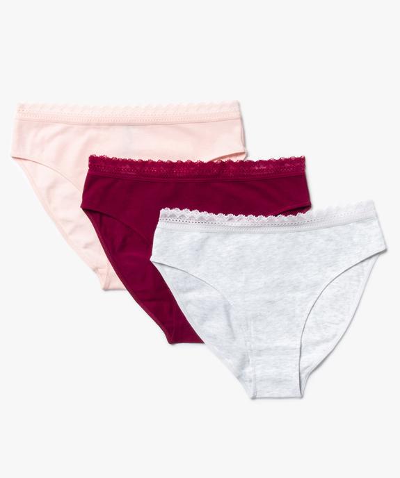 Culottes fille unies en coton bio stretch (lot de 3) vue1 - GEMO 4G FILLE - GEMO