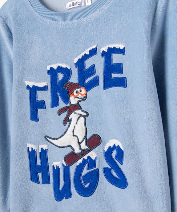 Pyjama en velours bicolore imprimé fantaisie garçon  vue2 - GEMO (ENFANT) - GEMO