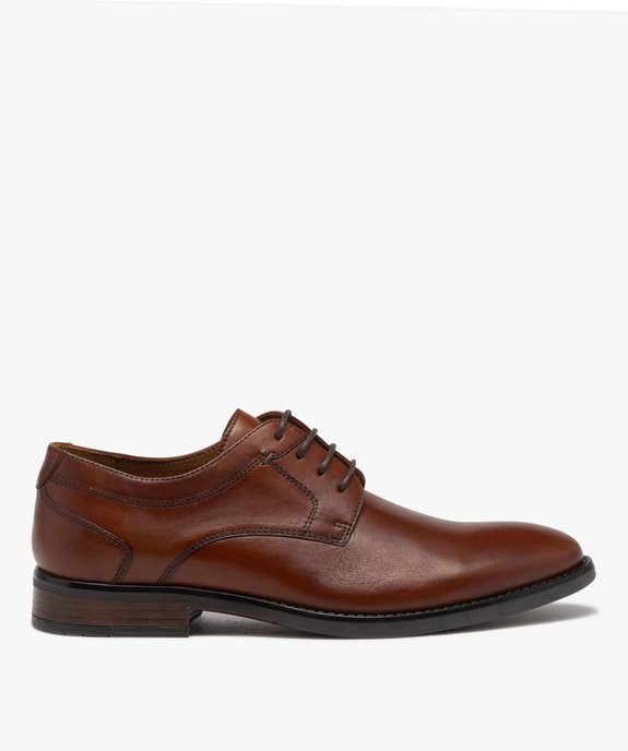Derbies homme dessus en cuir uni à lacets ronds - Taneo vue2 - TANEO - GEMO