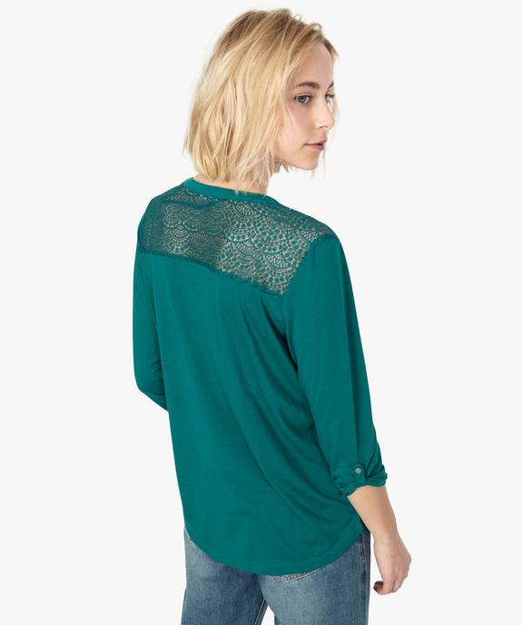 Tee-shirt femme à manches 3/4 boutonnées et dentelle au dos  vue3 - GEMO(FEMME PAP) - GEMO