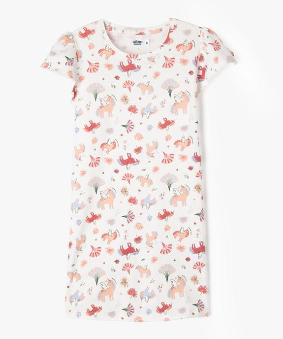Chemise de nuit à motifs licornes fille vue1 - GEMO 4G FILLE - GEMO