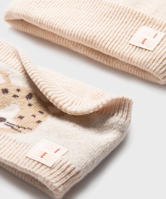 Ensemble 2 pièces bonnet et tour de cou bébé fille vue2 - GEMO(BEBE DEBT) - GEMO