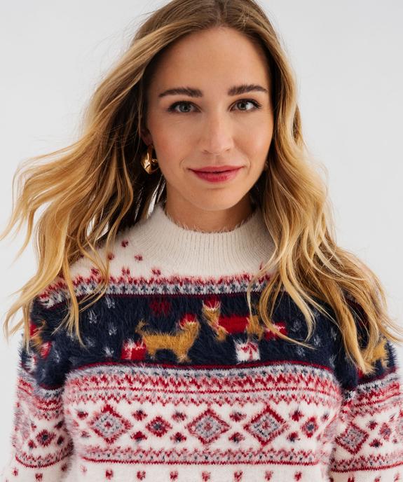 Pull de Noël en maille duveteuse femme vue5 - GEMO(FEMME PAP) - GEMO
