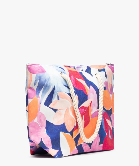 Sac de plage à motif feuillage avec pochette zippée amovible vue2 - GEMO (ACCESS) - GEMO