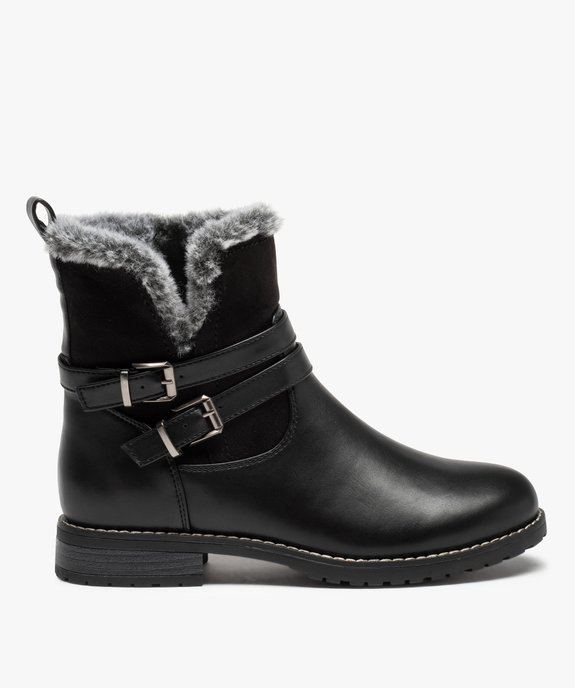 Boots fourrées femme unies à brides décoratives vue1 - GEMO (CASUAL) - GEMO