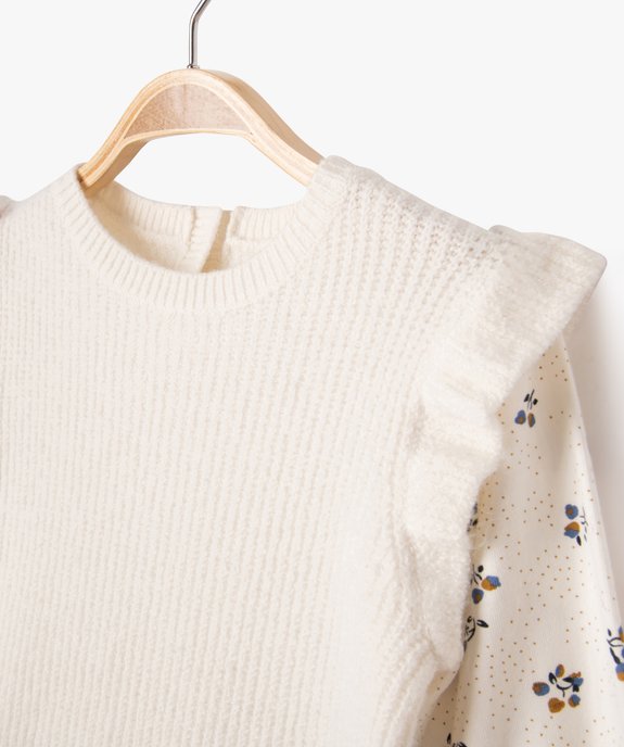 Pull 2 en 1 avec manches tee-shirt bébé fille vue2 - GEMO(BEBE DEBT) - GEMO