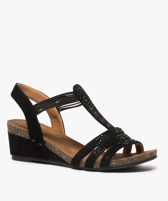 Sandales femme compensées à brides strass élastiquées vue2 - VALENTINA BALDA - GEMO