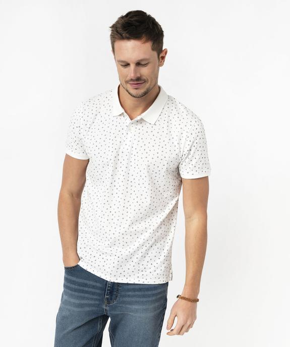 Polo manches courtes en jersey à petits motifs graphiques homme vue1 - GEMO (HOMME) - GEMO