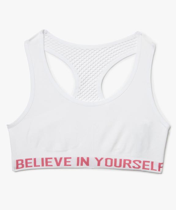 Brassière fille dos nageur en maille ajourée vue1 - GEMO 4G FILLE - GEMO