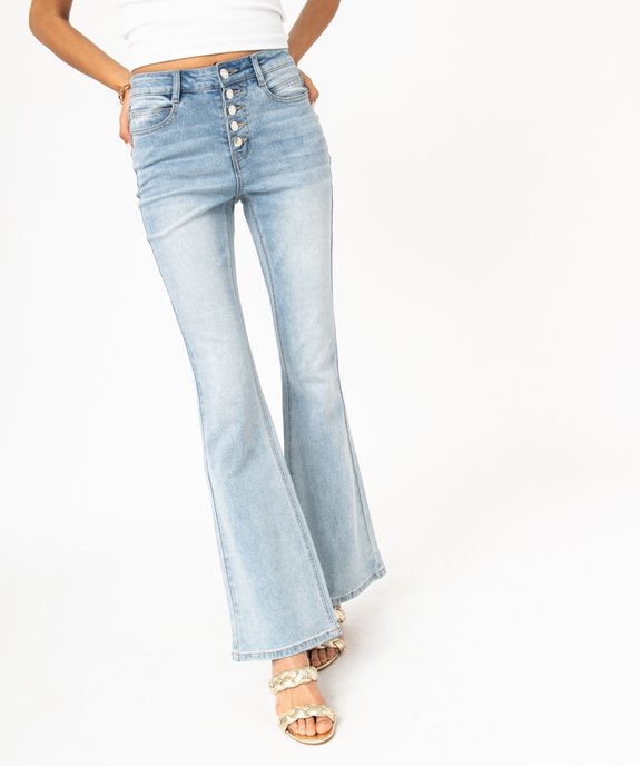 Jean Bootcut délavé avec braguette boutons femme vue1 - GEMO 4G FEMME - GEMO
