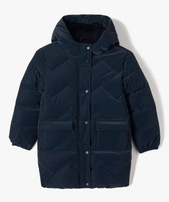Manteau fille matelassé doublé peluche à capuche vue1 - GEMO 4G FILLE - GEMO
