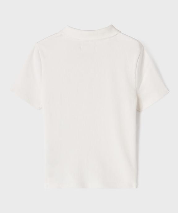 Polo en maille côtelée avec boutons fantaisie fille vue3 - GEMO 4G FILLE - GEMO