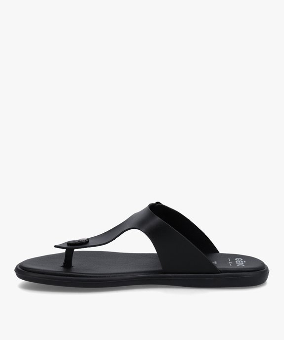 Sandales homme unies à bride en T vue3 - GEMO (CASUAL) - GEMO