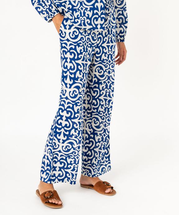 Pantalon large imprimé avec taille élastique femme vue1 - GEMO(FEMME PAP) - GEMO