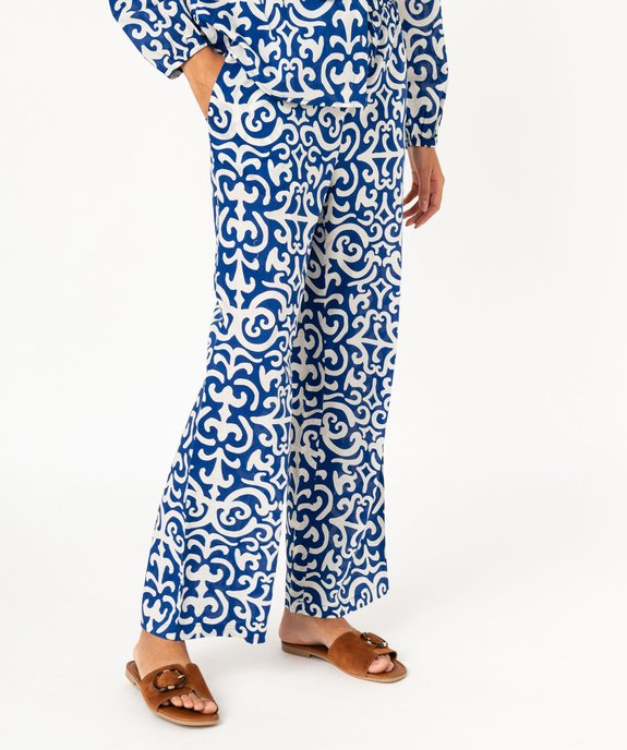 Pantalon large imprimé avec taille élastique femme vue1 - GEMO(FEMME PAP) - GEMO