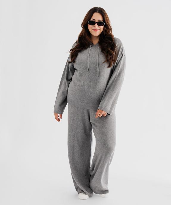 Pull à capuche coupe loose en fine maille femme vue4 - GEMO (G TAILLE) - GEMO