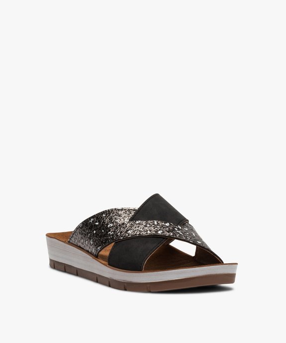 Mules femme confort à larges brides croisées vue2 - GEMO (CONFORT) - GEMO