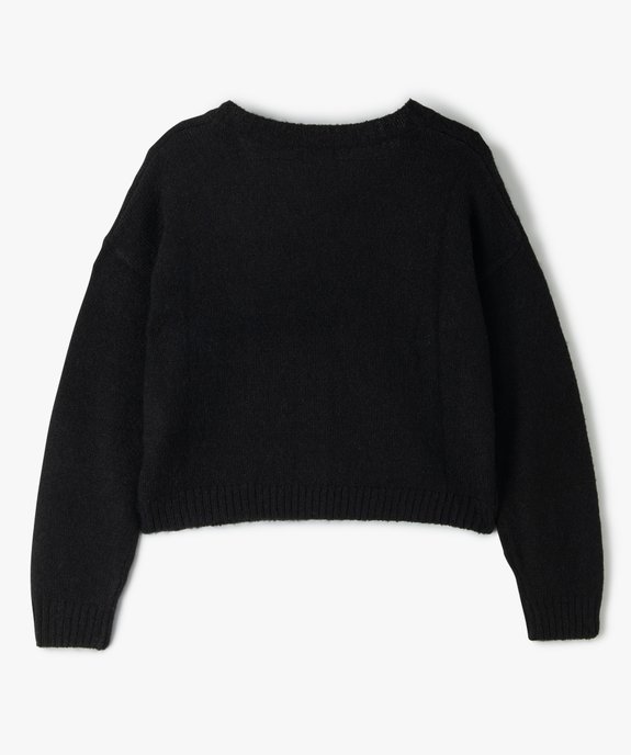 Gilet fille court et ample en grosse maille torsadée vue3 - GEMO (JUNIOR) - GEMO