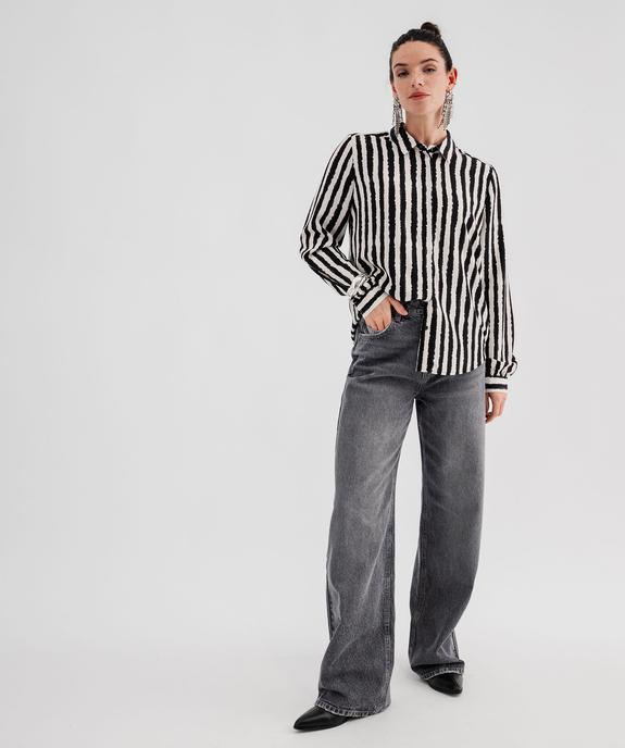 Jean wide leg taille haute coloris délavé femme vue4 - GEMO 4G FEMME - GEMO