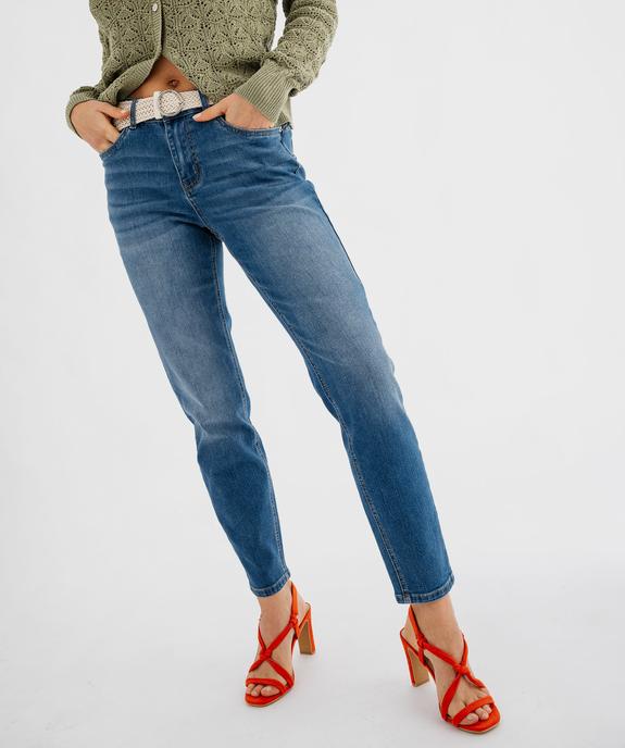 Jean Slim longueur 7/8ème avec ceinture femme vue2 - GEMO(FEMME PAP) - GEMO