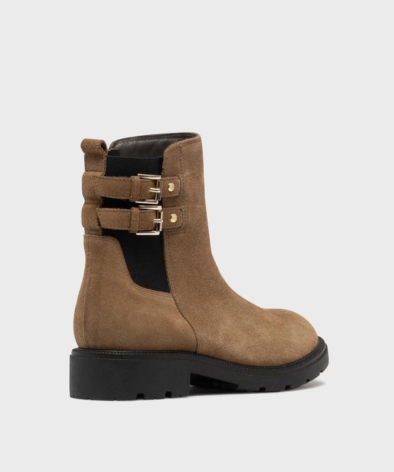 Boots dessus cuir suédé avec semelle crantée femme - Tanéo vue4 - TANEO - GEMO