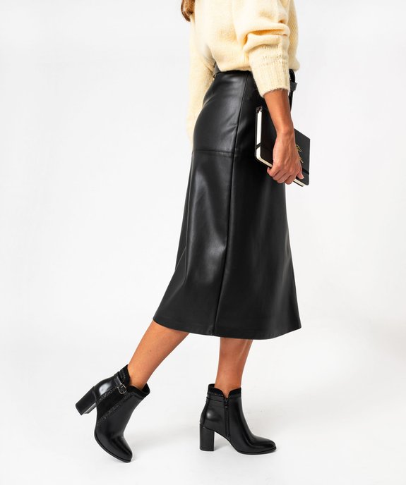 Bottines femme à talon haut avec détails en suédine et à paillettes vue8 - GEMO 4G FEMME - GEMO