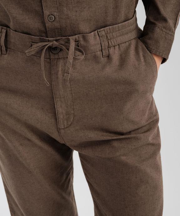 Pantalon en lin et coton coupe Regular homme vue4 - GEMO 4G HOMME - GEMO