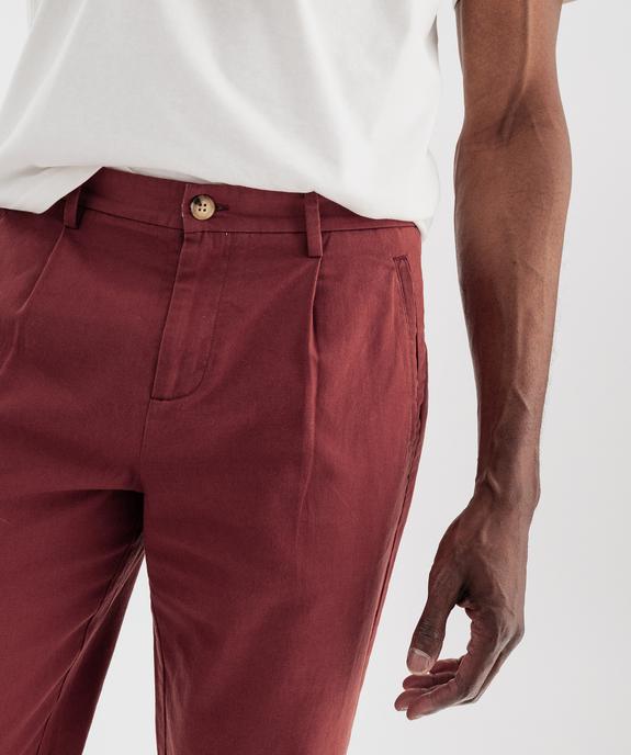 Pantalon à pinces en coton et lin homme vue2 - GEMO (HOMME) - GEMO