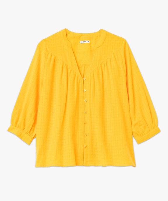 Blouse ample manches 3/4 en voile de coton à motif en relief vue4 - GEMO(FEMME PAP) - GEMO