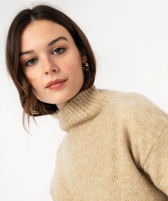 Pull en maille avec col montant femme vue2 - GEMO(FEMME PAP) - GEMO