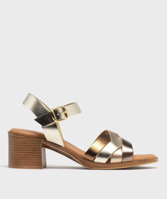 Sandales à talon moyen et larges brides brillantes femme - Tanéo vue1 - TANEO - GEMO