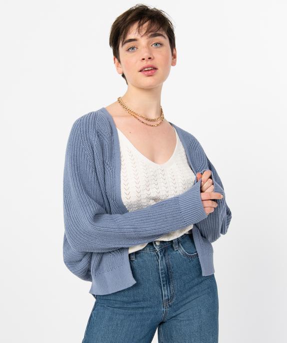 Gilet femme en grosse maille emmanchures chauve-souris vue1 - GEMO(FEMME PAP) - GEMO