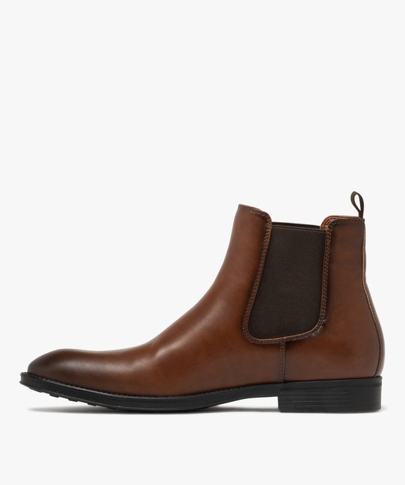 Boots homme Chelsea bout amande dessus lisse vue4 - MARIO BALDANO - GEMO