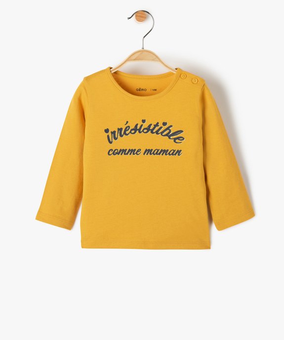 Tee-shirt bébé fille manches longues avec motifs et inscriptions vue1 - GEMO 4G BEBE - GEMO